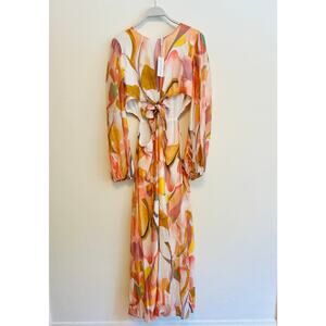 New Petal + Pup Laquin Long Sleeve 
Natural Maxi Dress with Cut Outs Size: XL